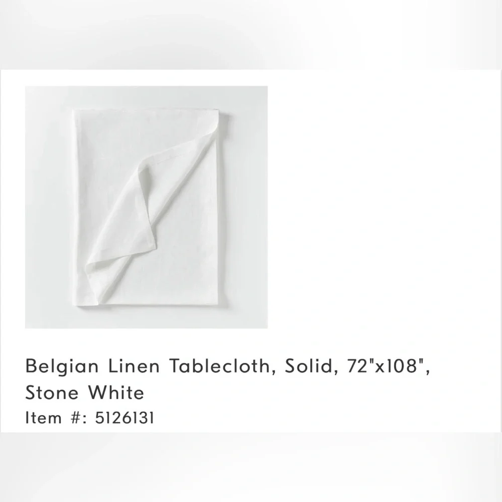 West Elm Belgian Linen Tablecloth Stone White
